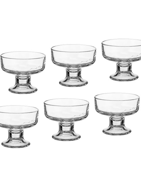 Set Of 6 Ice Cream Bowls Clear Glass Round 265 Milliliters