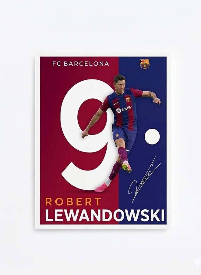 Toyland 8x10 Inch Robert Lewandowski Football Poster – FC Barcelona Soccer Star Wall Art for Kids Room & Bedroom Decor - Image 1