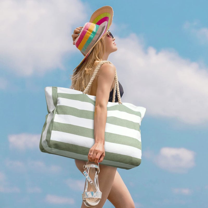 Becokan Beach Bags for Women Large Waterproof Beach Tote Bag Zipper Beach Bags Waterproof Sandproof Swim Pool Bag Large Tote - Image 5