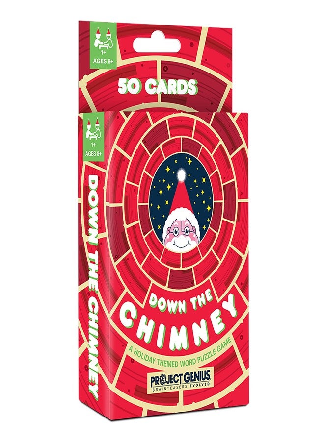 Project Genius Holly Jolly: Down The Chimney - A Holiday Themed Word Puzzle Game, 50 Word Ladder Challenges, Fun & Festive Christmas Stocking Stuffer, Project Genius - Image 1