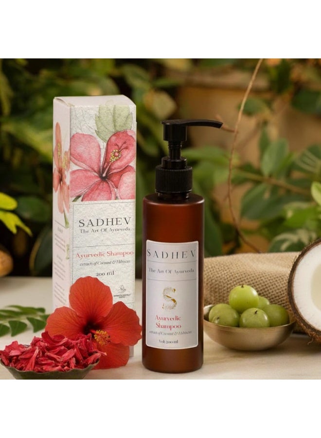 Sadhev Hibiscus Organic Natural Hair Shampoo With Goodness Of Coconut And Hibiscus, For Hairfall Control 200 ml - Image 2