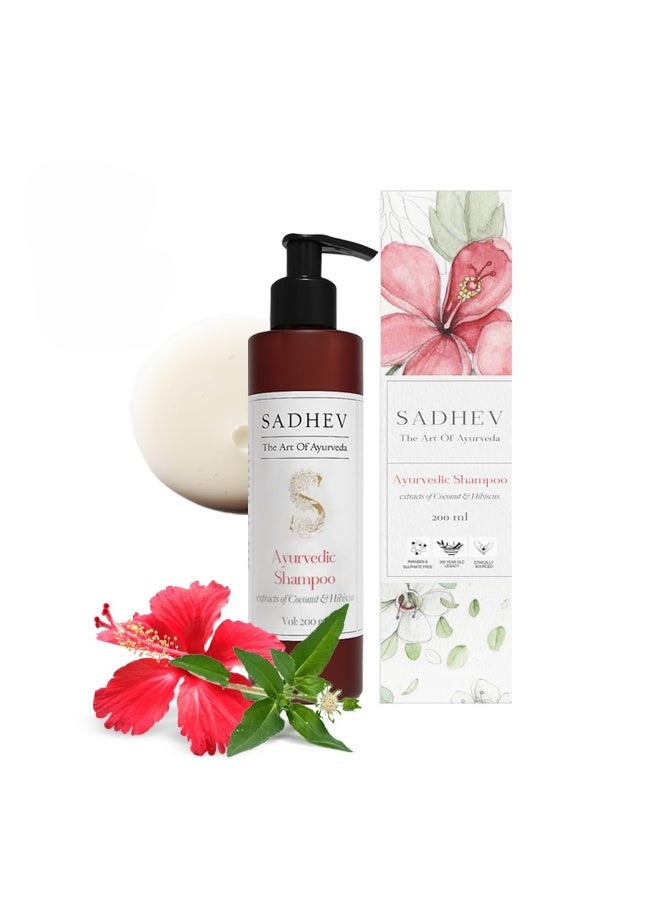Sadhev Hibiscus Organic Natural Hair Shampoo With Goodness Of Coconut And Hibiscus, For Hairfall Control 200 ml - Image 1