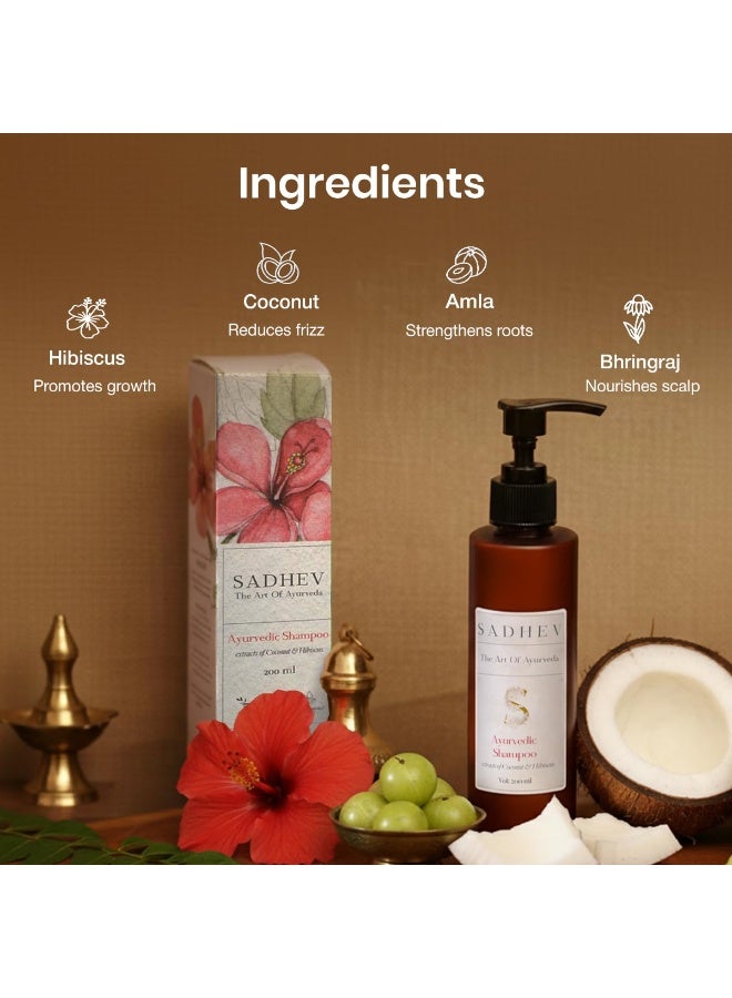 Sadhev Hibiscus Organic Natural Hair Shampoo With Goodness Of Coconut And Hibiscus, For Hairfall Control 200 ml - Image 3