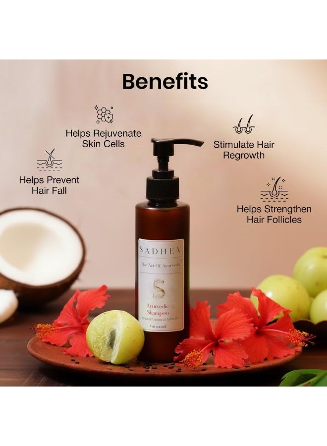 Sadhev Hibiscus Organic Natural Hair Shampoo With Goodness Of Coconut And Hibiscus, For Hairfall Control 200 ml - Image 4