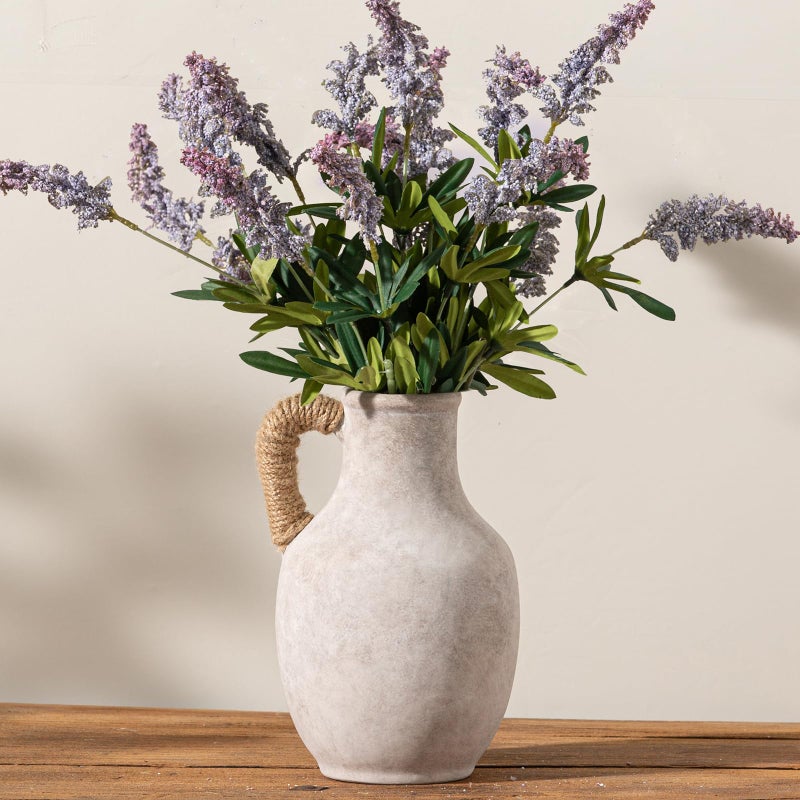 Vanselia Ceramic Flower Vase Home Decor - 10 Inch Large White Rustic Table Flowers Vases Living Room Bedroom Plant Decorations Farmhouse Vintage For Kitchen Shelf Office Coffee Dining Desk House Women - Image 5