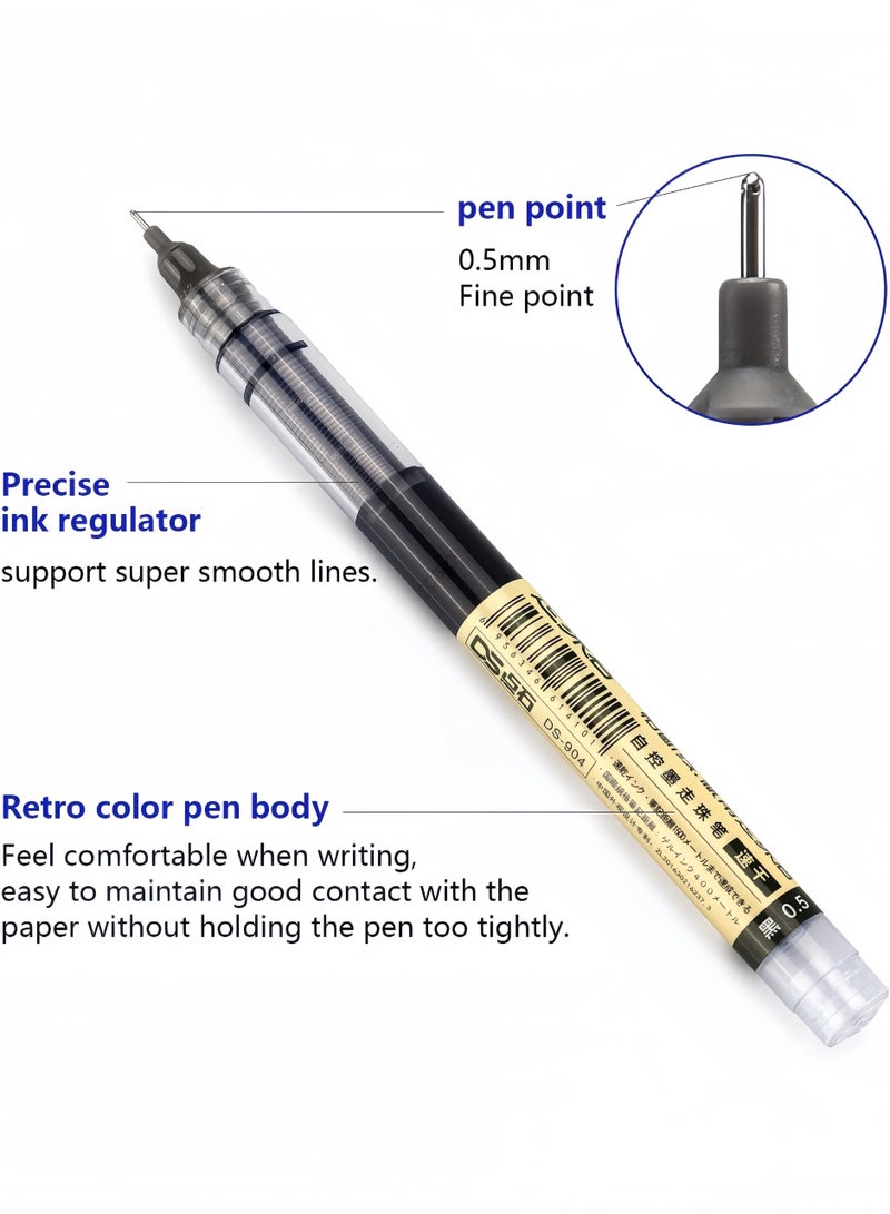 Lesha 12 Pcs Gel Ink Pen Liquid Ink Rollerball Pens Quick Drying 0.5mm Ultra Fine Point Ballpoint Maker Pen Premium for Office School Stationery Supply(Black)  - Image 2