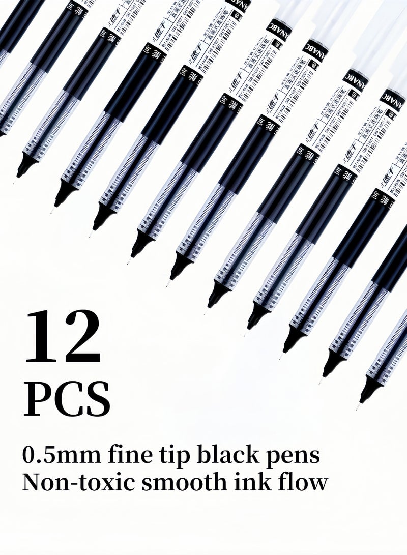 Lesha 12 Pcs Gel Ink Pen Liquid Ink Rollerball Pens Quick Drying 0.5mm Ultra Fine Point Ballpoint Maker Pen Premium for Office School Stationery Supply(Black)  - Image 4