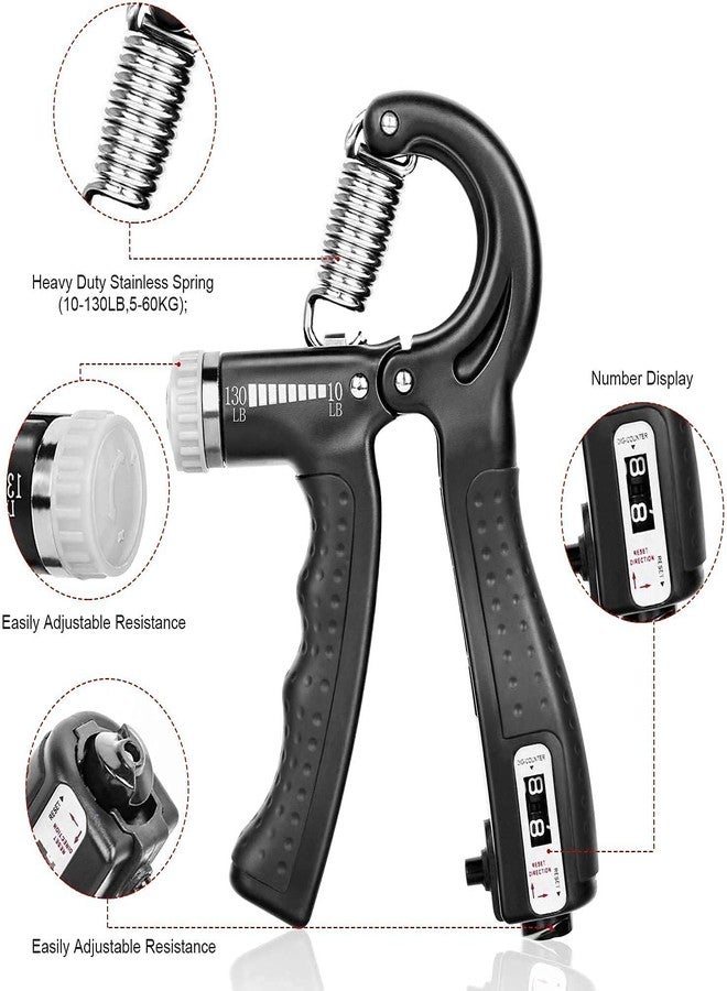 Egoodz Adjustable Resistance Hand Power Gripper Strengthener Gymnastics Counter Body Forearm Wrist Finger Physiotherapy Fitness Exercise,home Gym Workout Men & Women 10 to 60 Kg (Black) - Image 2