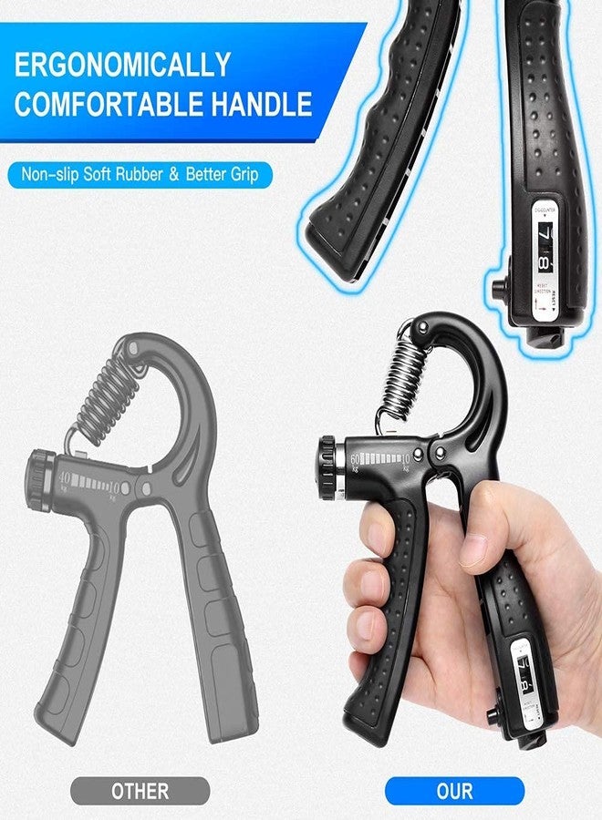 Egoodz Adjustable Resistance Hand Power Gripper Strengthener Gymnastics Counter Body Forearm Wrist Finger Physiotherapy Fitness Exercise,home Gym Workout Men & Women 10 to 60 Kg (Black) - Image 5