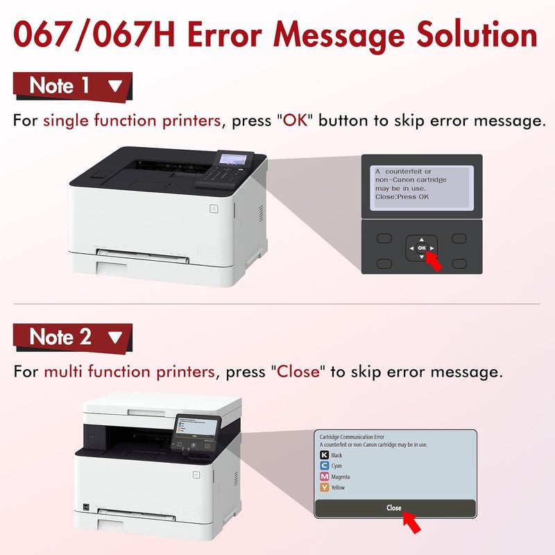 كول تونر مجموعة خرطوشة حبر 067 067H MF654Cdw MF656Cdw بديلة متوافقة مع Canon Color ImageCLASS MF654Cdw MF653Cdw LBP632Cdw LBP633Cdw عبوة 4 عالية الإنتاجية (أسود سماوي أصفر أرجواني) - Image 5