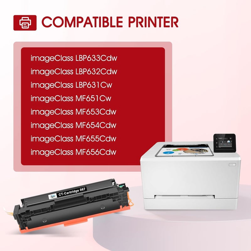 كول تونر مجموعة خرطوشة حبر 067 067H MF654Cdw MF656Cdw بديلة متوافقة مع Canon Color ImageCLASS MF654Cdw MF653Cdw LBP632Cdw LBP633Cdw عبوة 4 عالية الإنتاجية (أسود سماوي أصفر أرجواني) - Image 2