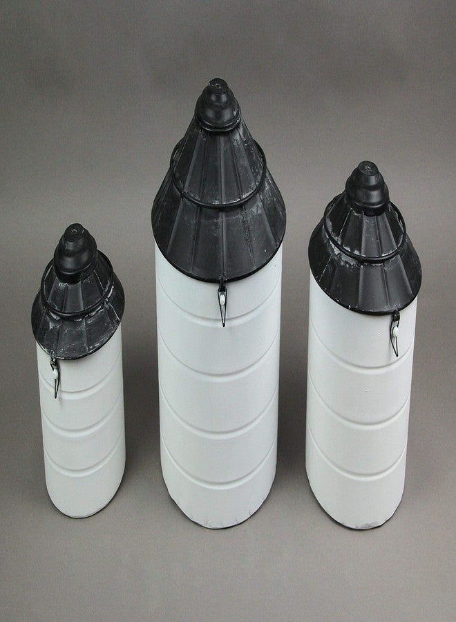 Things2Die4 Set of 3 Black and White Vintage Farmhouse Tin Silo Canisters, One Size - Image 2