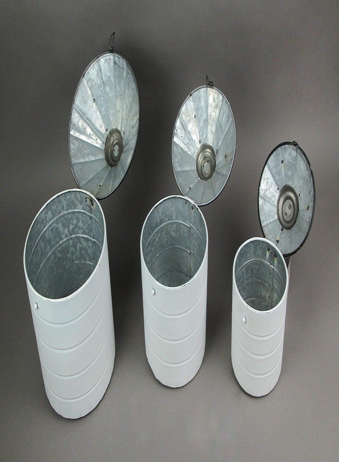 Things2Die4 Set of 3 Black and White Vintage Farmhouse Tin Silo Canisters, One Size - Image 3
