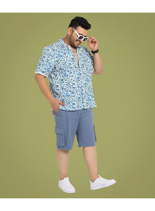 Instafab Plus Men's Blue Foliage Strokes Shirt