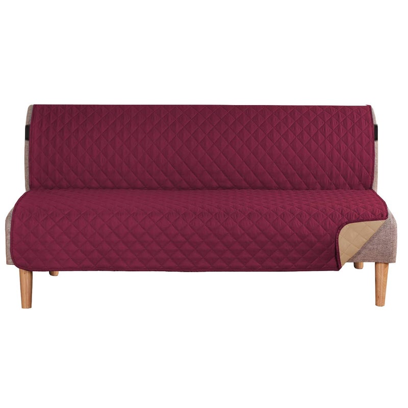 H.VERSAILTEX HVERSAILTEX Reversible Futon Cover Water Repellent Armless Sofa Slipcover Washable Furniture Protector with Adjustable Elastic Strap AntiSlip Futon Bed Cover for Dogs 70 Width SeatRedTan 