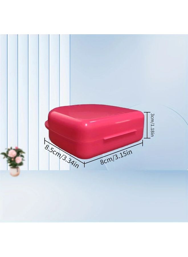 Pink Portable Retainer Case Compact Denture Storage Box With Ventilated Hinged Lid - Image 5