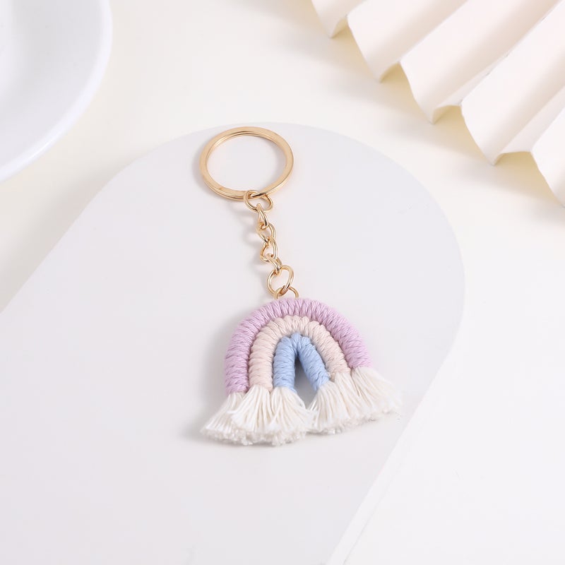 Fashion Knitted Rainbow Keychain Charm Light purple - Image 1