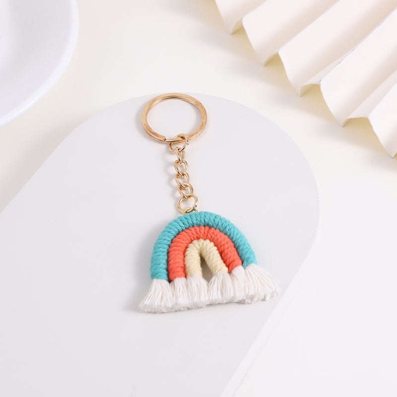 Fashion Knitted Rainbow Keychain Charm Light purple - Image 3