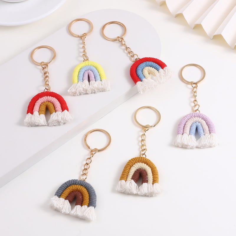 Fashion Knitted Rainbow Keychain Charm Light purple - Image 5