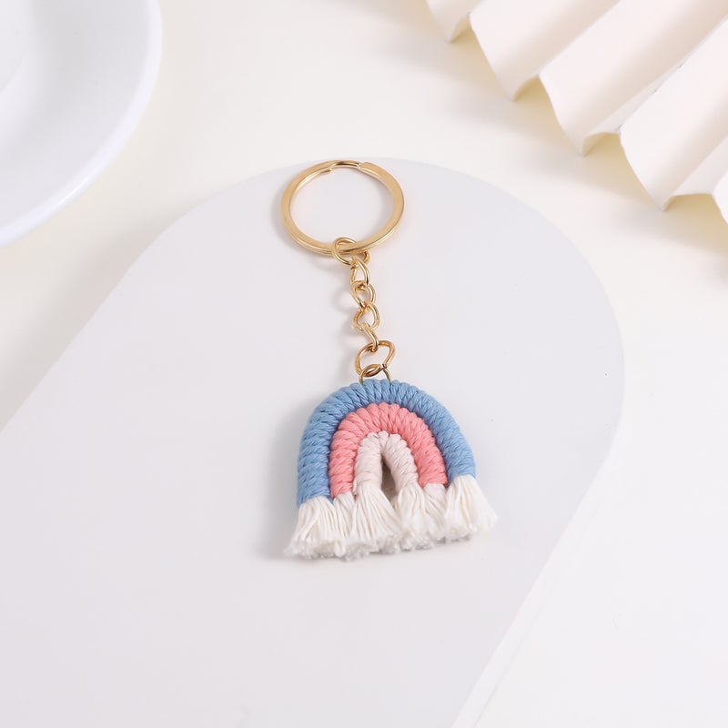 Fashion Knitted Rainbow Keychain Charm Light purple - Image 2