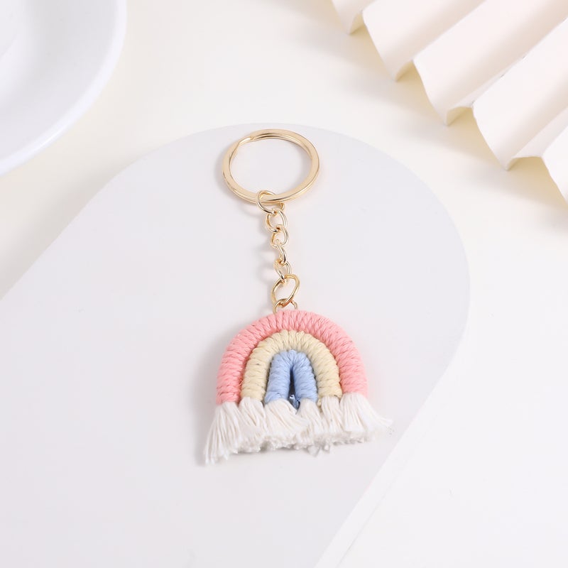 Fashion Knitted Rainbow Keychain Charm Light purple - Image 4