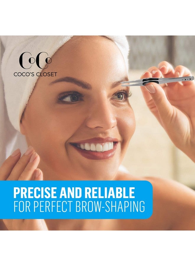 Coco's Closet Precision Tweezers For Women Facial Hair - Stainless Steel Tweezers For Women And Men - Ideal For Eyebrow Shaping And Hair Removal - Slanted Tips, Durable And Ergonomic Grip Design - Image 5