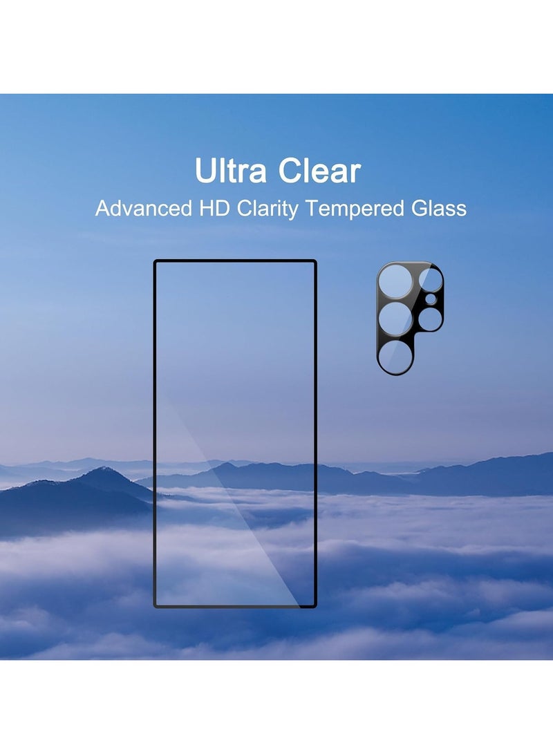 URBBKING Glass Screen Protector for Galaxy S25 Ultra: 2Pack + 2Pack Camera Lens Tempered Glass Fingerprint Unlock 0.25mm Ultra Clear Anti-Scratch Case Friendly - Image 2
