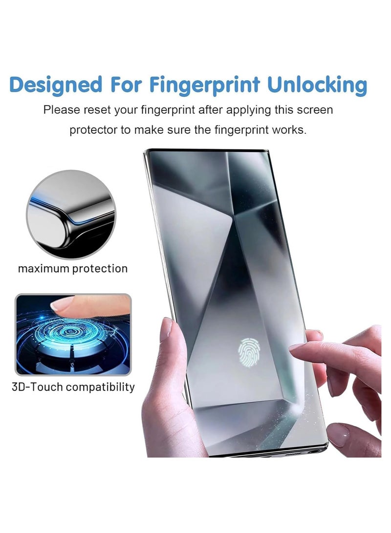 URBBKING Glass Screen Protector for Galaxy S25 Ultra: 2Pack + 2Pack Camera Lens Tempered Glass Fingerprint Unlock 0.25mm Ultra Clear Anti-Scratch Case Friendly - Image 5