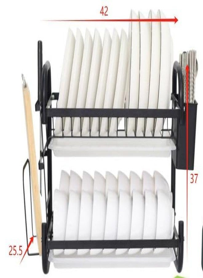 CBEX Dish Drying Rack with Drainboard Metal Dish Rack with Drainboard Set,Utensil Holder,Cutting Board Holder,Cutlery Basket,Water Drain Tray,Kitchen Counter of Dishwasher Rack with Tray (CB-10) - Image 2