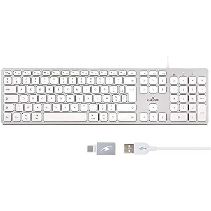 rayihni FRENCH AZERTY WIRED KEYBOARD FOR MAC - CONCAVE AND SILENT KEYS, 13 MULTIMEDIA SHORTCUTS, USB/USB-C ADAPTER - Image 1