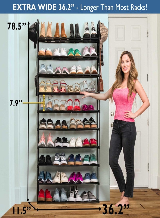 Sundaze Shoe Rack - 10 Tier Metal Shoe Rack for Front Door Entrance, Sturdy Tall Shoe Organizer for Closet, Bedroom, Entryway, Garage, Black Metal Shoe Shelf, Holds Up to 50 Pairs - Image 3