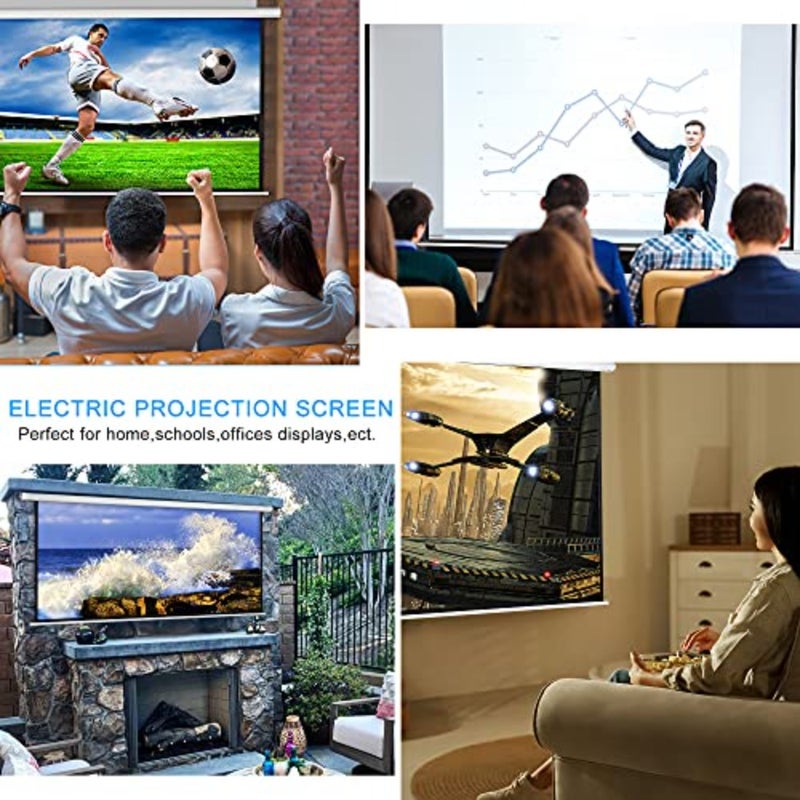 120 Inch Motorized Projector Screen w/Wireless Remote, White, 4:3 Ceiling or Wall Mount, 1.2 Gain, Electric Automatic Retractable, Outdoor Indoor Movies - Image 4