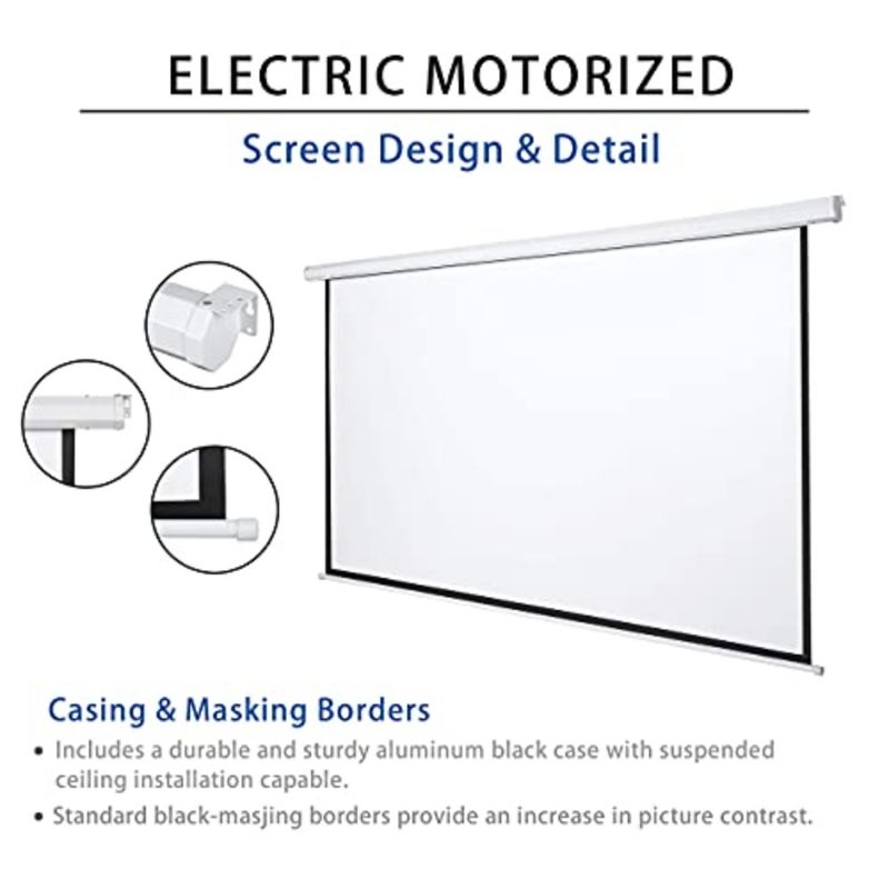 120 Inch Motorized Projector Screen w/Wireless Remote, White, 4:3 Ceiling or Wall Mount, 1.2 Gain, Electric Automatic Retractable, Outdoor Indoor Movies - Image 5