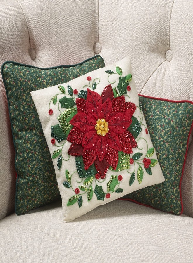 Bucilla Elegant Poinsettia Felt Applique Throw Pillow Kit - Image 2
