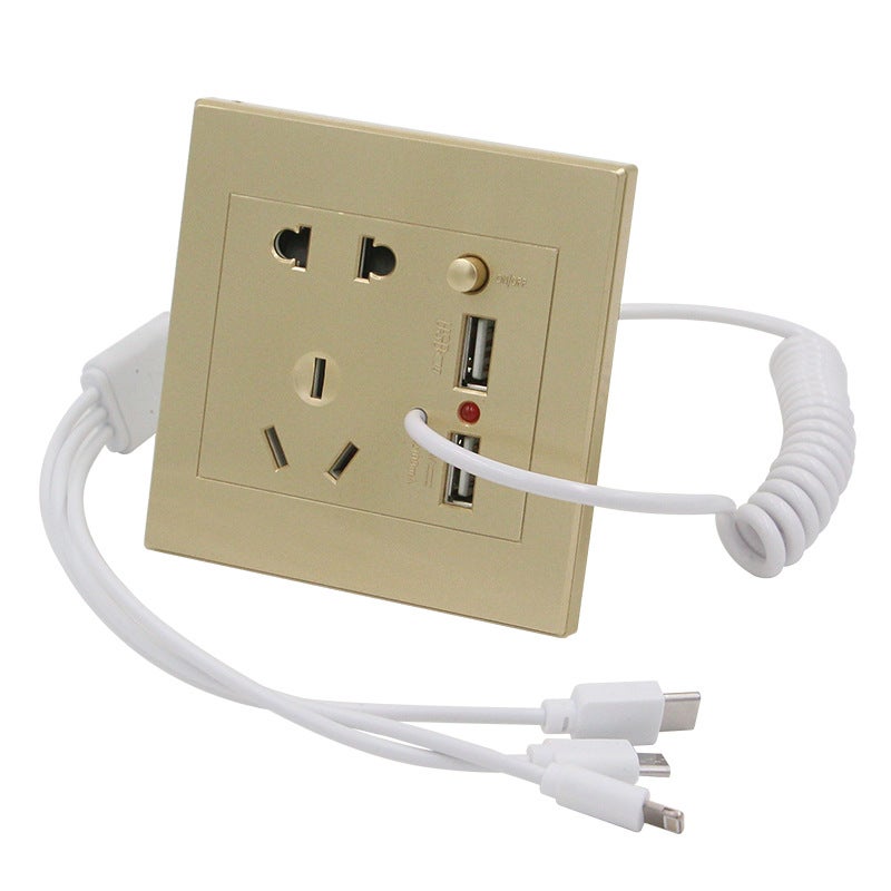 International Electrician 86 20W fast charging USB socket switch panel wall mobile phone charging Type-c household five-hole Golden five-hole double USB Belt Line 