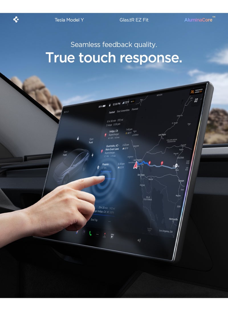 Spigen GLAStR EZ Fit for Tesla Model 3 (2026 / 2025 / 2024) Highland and Model Y (2026 / 2025) Juniper Dashboard 16 inch Touch Screen Protector Tempered Glass - Matte Anti Fingerprint / Anti Glare - Image 4