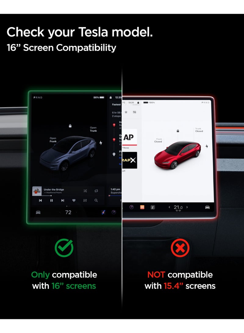 Spigen GLAStR EZ Fit for Tesla Model 3 (2026 / 2025 / 2024) Highland and Model Y (2026 / 2025) Juniper Dashboard 16 inch Touch Screen Protector Tempered Glass - Matte Anti Fingerprint / Anti Glare - Image 3