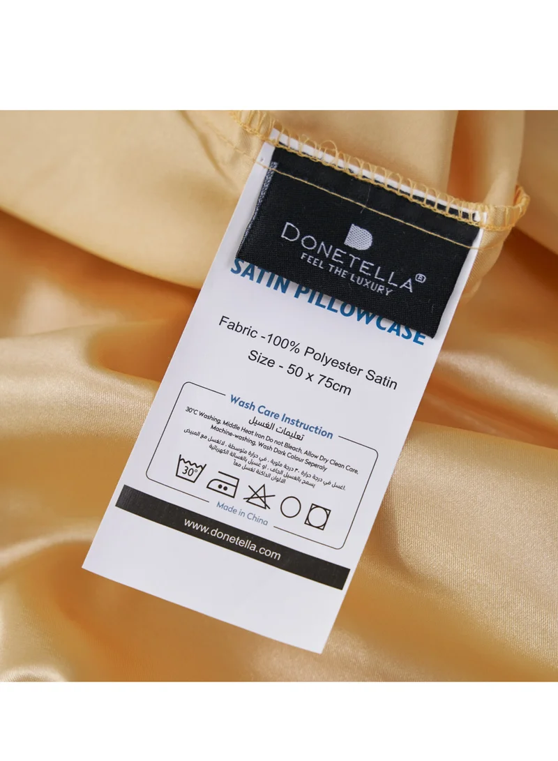 Donetella Satin Pillowcases 2-Pcs Soft And Silky Pillow Cover For Hair And Skin Care With Envelope Closure (Without Pillow Insert),Beige