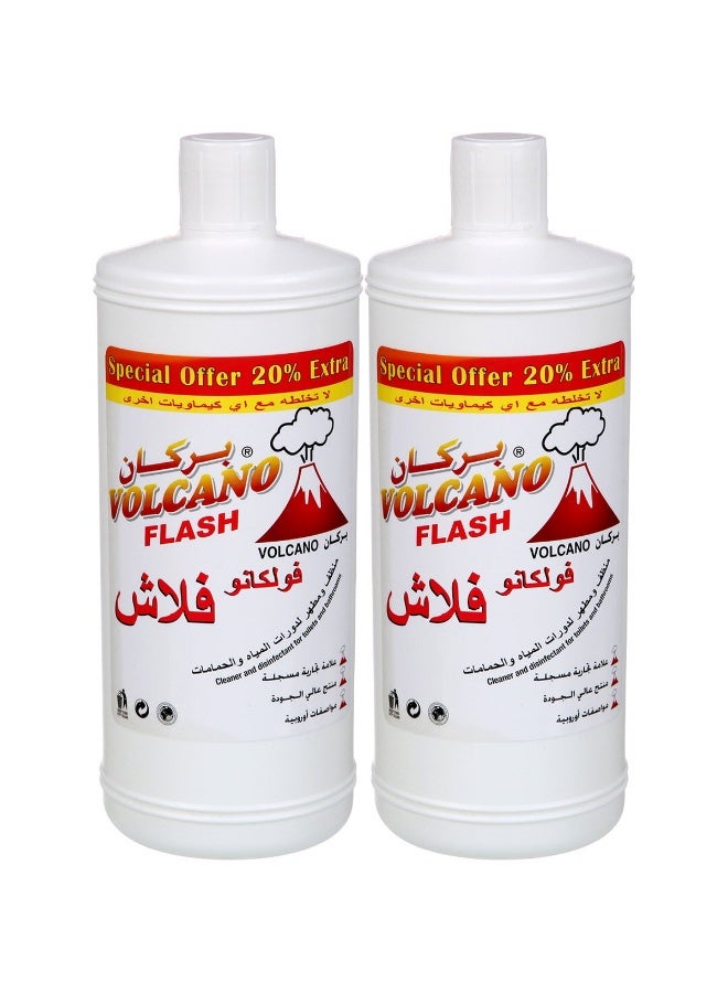 Volcano Flash Toilet and Bathroom Cleaner and Disinfectant - 800 ml Pack of 2