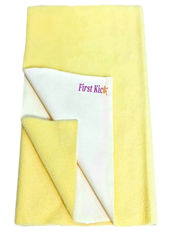 First Kick Instadry Anti-Piling Fleece Extra Absorbent Quick Dry Sheet for Baby, Baby Bed Protector, Waterproof Baby Sheet, Small Size 70x50cm, Pack of 1, Yellow - Image 1