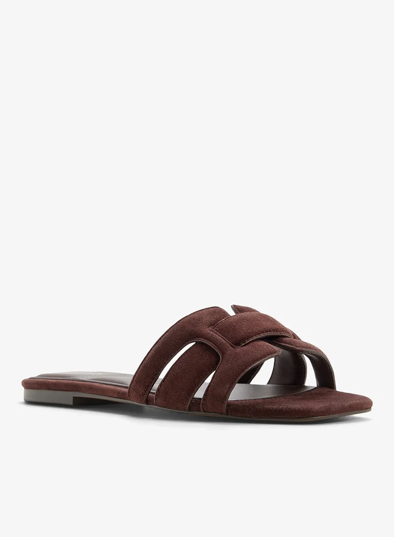 Aldo DARK BROWN Multi Strap Flat Sandals for Women | Best Price UAE