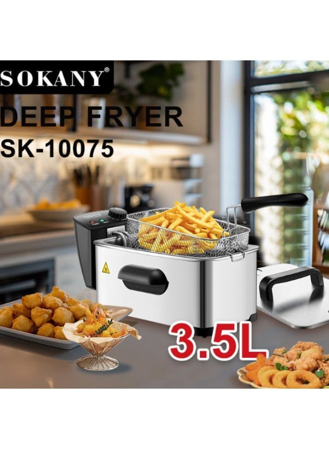 Sokany Deep Fryer, made of heat-insulating stainless steel, 3.5L, 2000W, powerful and fast heating, SK-10075 - Image 3