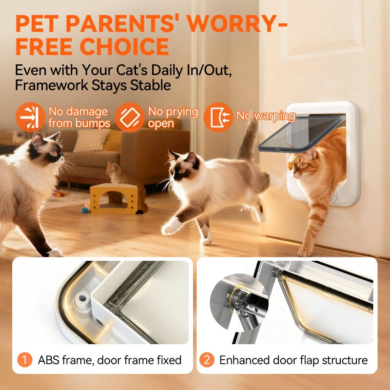 LIBBEPET Cat Door Interior Door, Push & Turn 4-Way Lock Indoor Cat Doors, Reinforced ABS Frame Pet Doors for Cats Up to 18 lbs, Easy DIY Installation for Interior and Exterior Doors, Lagre - Image 4