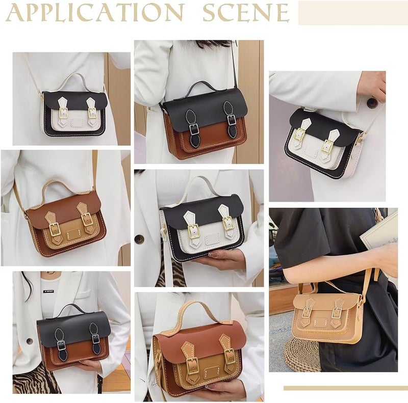 klarako DIY Crossbody Bag Making Kits, PU Leather Shoulder Bag Sewing Set with Instruction Handmade Satchel Handbag Making Kit Purse Sewing Kit for Women Handicraft Gift, 9.8x3.5x6.7 Inch(Black+White) - Image 5