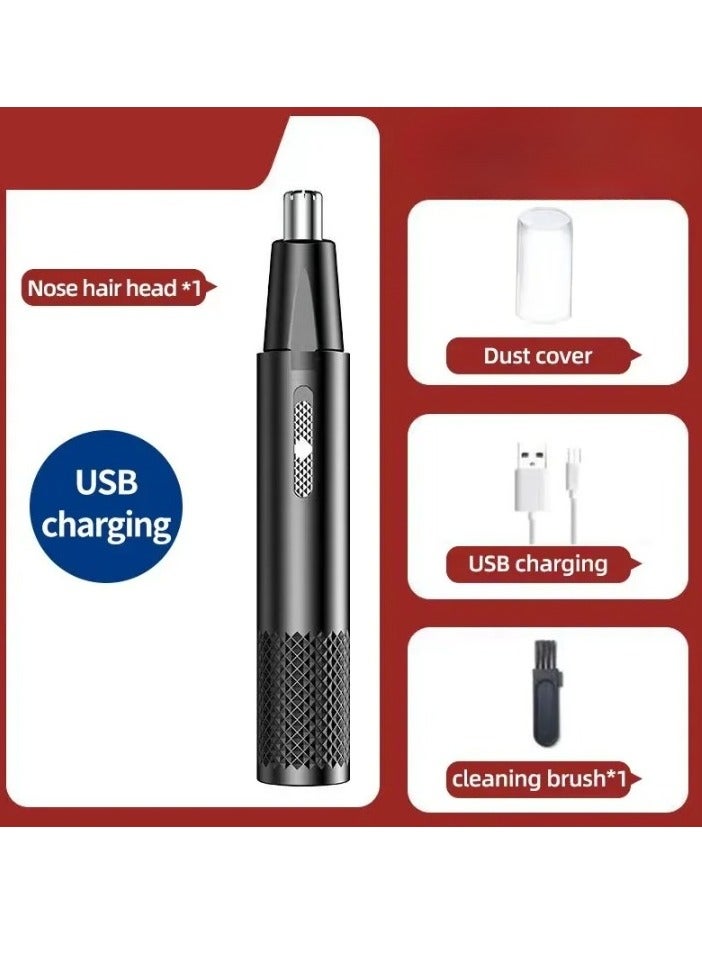 AROAQ Electric Nose Hair Clipper, Portable Waterproof Electric Men Nose Hair Trimmer, Easy To Clean Usb Charging High Quality Ear Hair Removal Machine For Eyebrow, Ear, Nose, (1pc, Black) - Image 1