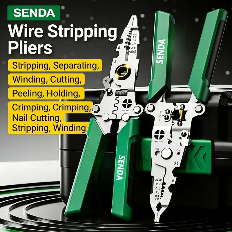 8 Inch 18 In 1 Folding Electrician Pliers Multi Function Wire Stripping Cutting Crimping And Winding Tool Portable Pocket Pliers For Electrical Work