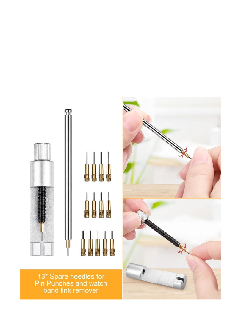 Watch Link Removal Tool, Watch Band Tool Kit, Repair Kit for Watch Bracelet Adjustment and Replacement and Resizing, With User Manual, Watch Link Remover, 20PCS Spring Bars, 13PCS Spare Needle