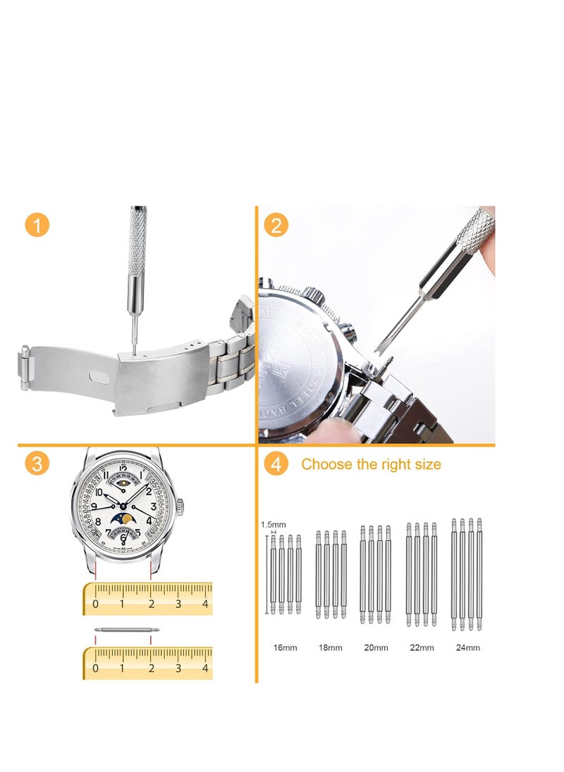 Watch Link Removal Tool, Watch Band Tool Kit, Repair Kit for Watch Bracelet Adjustment and Replacement and Resizing, With User Manual, Watch Link Remover, 20PCS Spring Bars, 13PCS Spare Needle