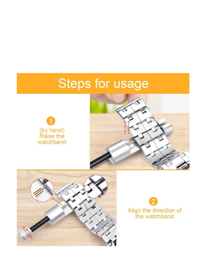 Watch Link Removal Tool, Watch Band Tool Kit, Repair Kit for Watch Bracelet Adjustment and Replacement and Resizing, With User Manual, Watch Link Remover, 20PCS Spring Bars, 13PCS Spare Needle