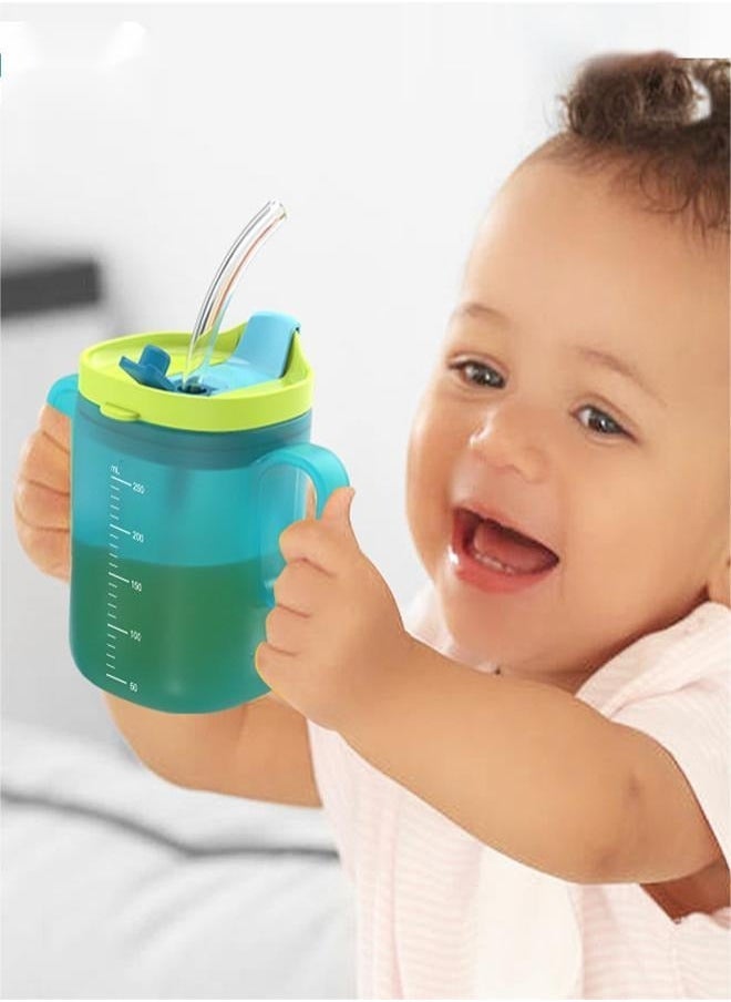 Sippy Cups For Toddlers. Drink Water Bottle Training Cup. Spill-Proof Toddler Milk Scale With Handle 6 Months+ Kids Portable Reusable (Green 250ml) - Image 2